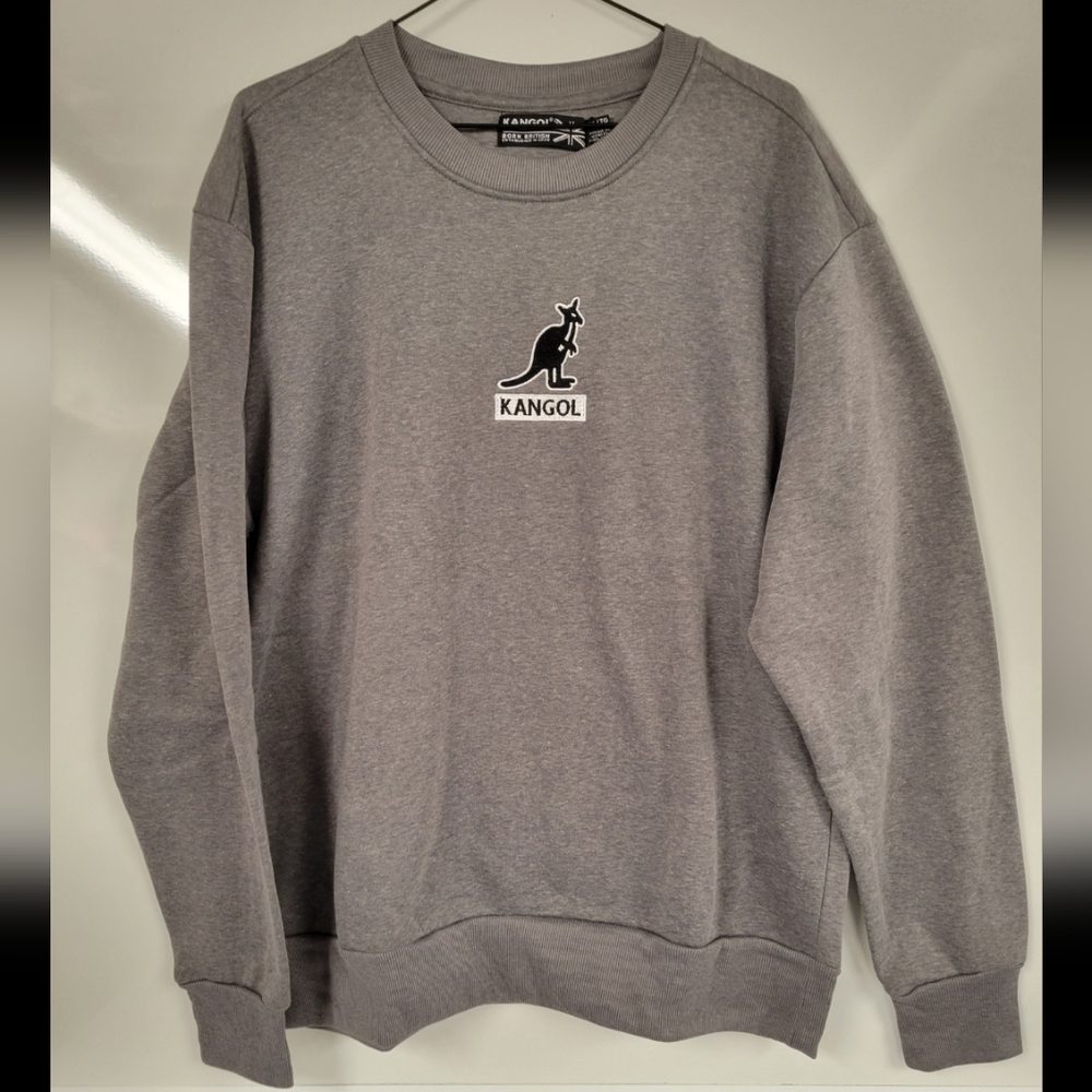 New Kangol XL Heather Gray Crewneck Sweater Casual Streetwear